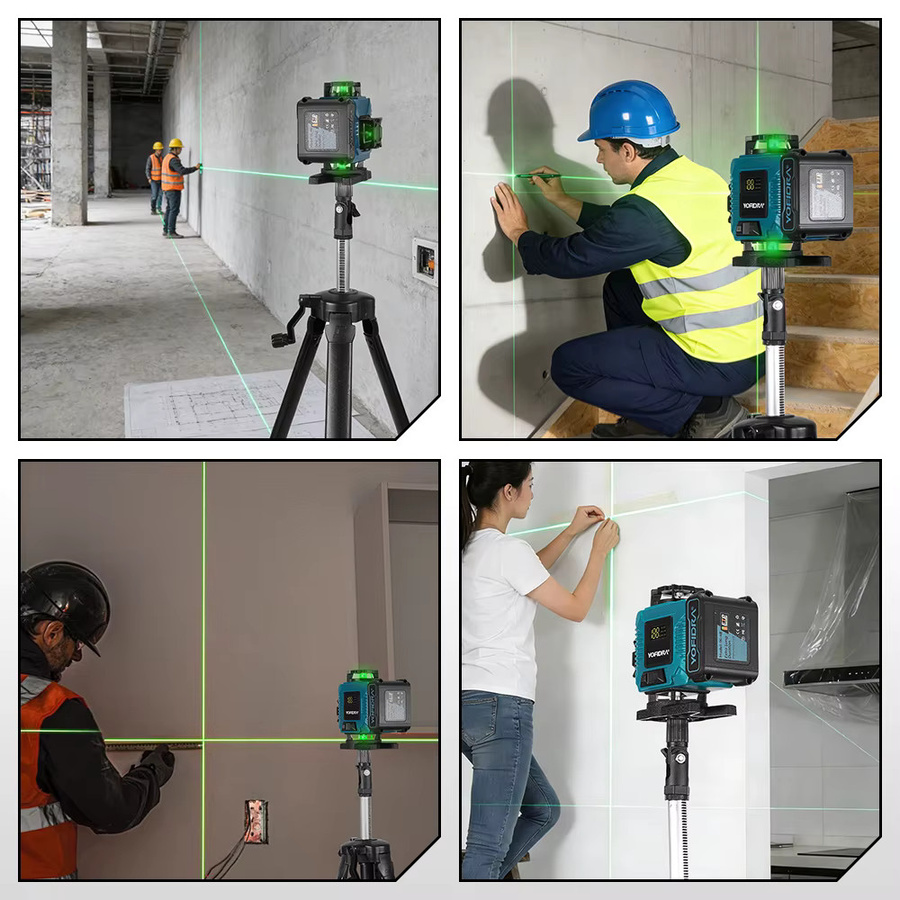 YOFIDRA 16-Linien 4D Laser-Nivelliergerät mit 1M Stativ, selbstnivellierendes Kreuzlinienlaser-Messgerät für horizontale und vertikale Messungen - Bild 6