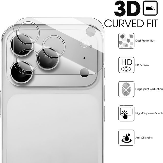 Schutzfolie für iPhone 17 Pro Max und iPhone 17 Air Kameraobjektiv aus transparentem Kunststoff mit Anti-Scratch-Funktion - Bild 1
