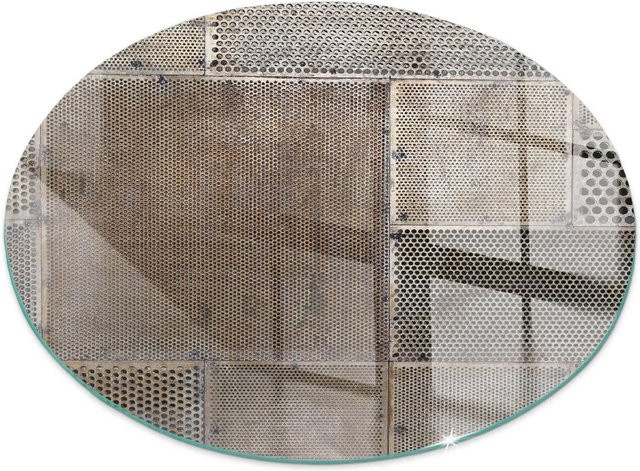 Tulup Runde Glasplatte für Kamin und Ofen mit Lochblechmuster in Beige, Durchmesser: 50 cm - Bild 1