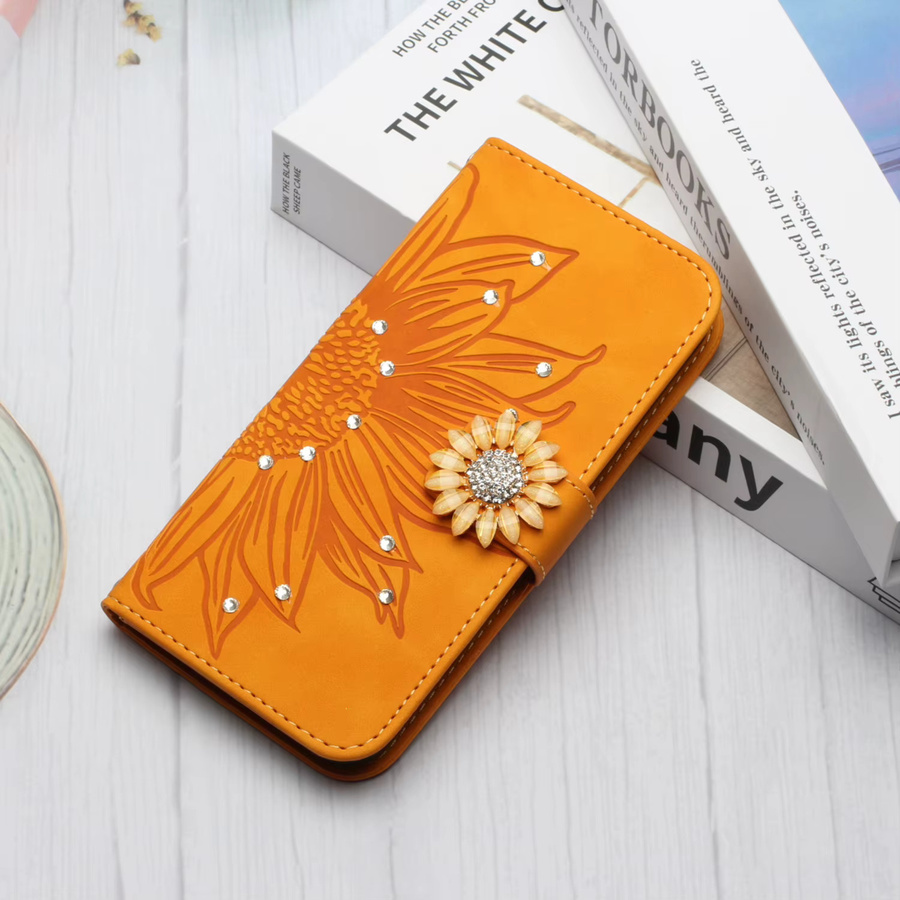 3D-Glitzer-Handyhülle mit Sonnenblumen-Leder-Geldbörse und Kartenhalter für Google Pixel 9 Pro XL 8 8A 7 7A 6 6A in Purple - Bild 2