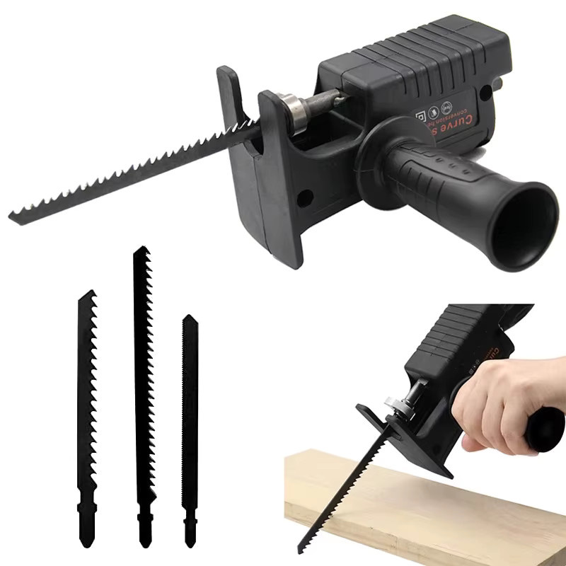 Elektrischer Bohrmaschinen-Adapter zur Konvertierung in eine Säbelsäge und einen Schraubendreher inklusive Sägeblatt für Holz und Metall, Schwarz - Bild 6