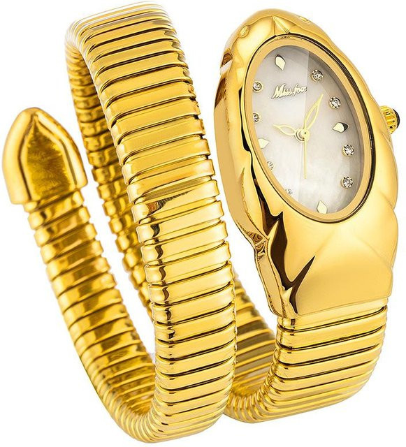 MISSFOX Armbanduhr Edelstahl, Quarz, Weiß/Gold, 35 mm, Damen - Bild 1
