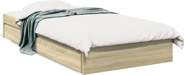 vidaXL Bettgestell mit Schubladen in Sonoma-Eiche, Farbe Braun, B/T/H: 100 x 200 x 28 cm - Bild 1