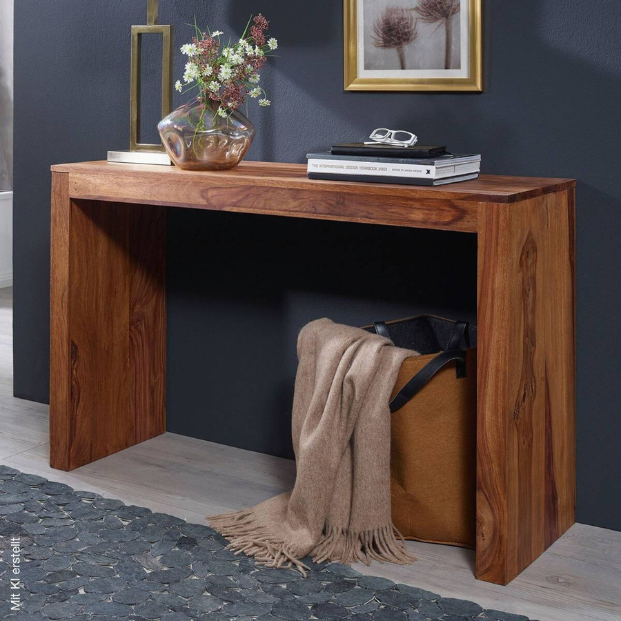 Wohnling Konsolentisch aus Echtholz in Natur, Farbe Braun/Beige, B/H/T: 115 x 75 x 40 cm - Bild 3