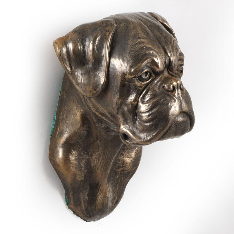 Hängende Boxer Hundestatue als dekorative Büste von Art-Dog in Braun aus Kunstharz und Metall - Bild 4
