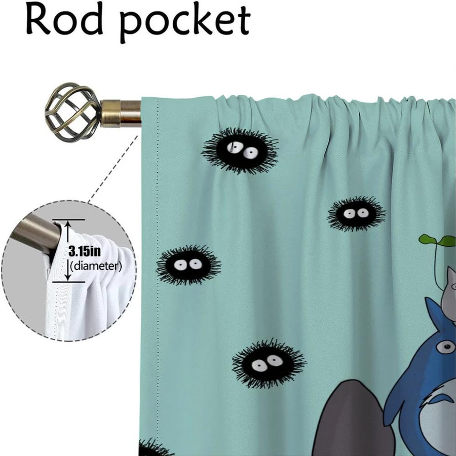 Totoro Tüll-Vorhänge für Kinderzimmer und Schlafzimmer, 2er-Set, Mehrfarbig, Breite: 50 cm, Höhe: 70 cm - Bild 2