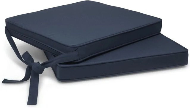 Beautissu Loft SK Stuhlkissen 2er Set Dunkelblau B: 45 cm, T: 40 cm, H: 5 cm - Bild 1