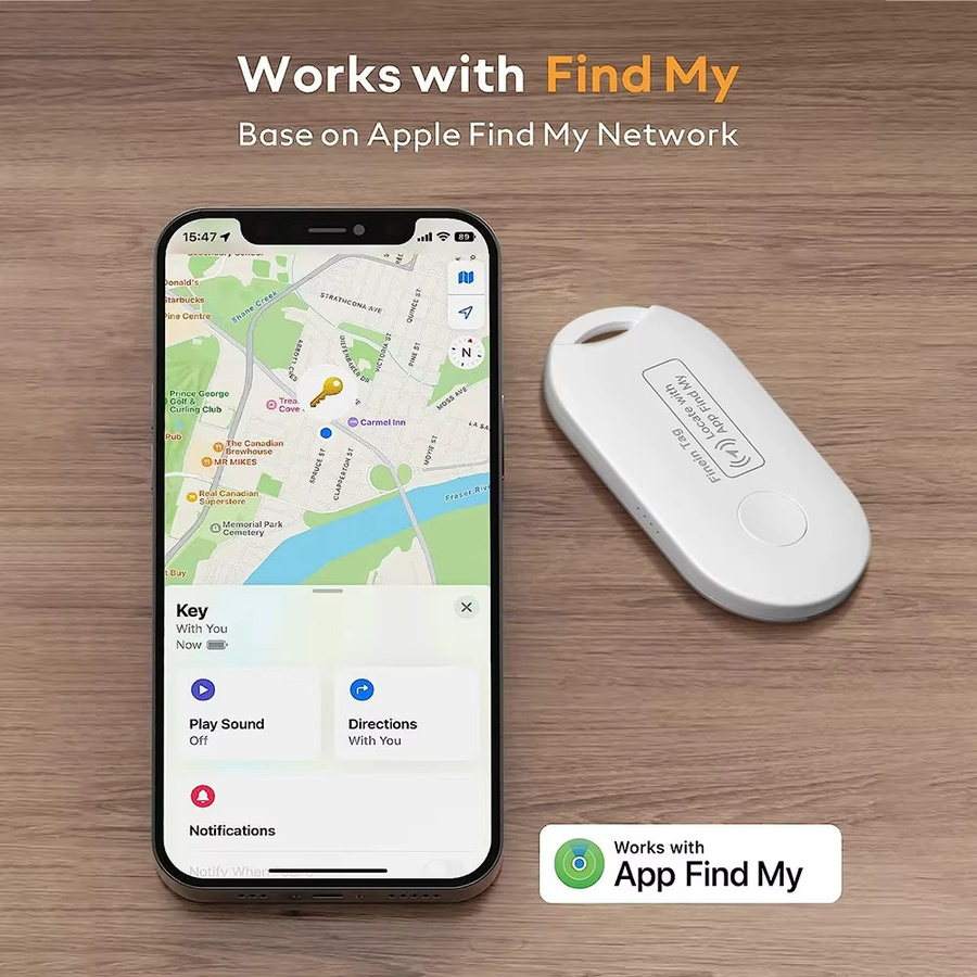 JSPTEC GPS-Ortungsgerät Mini Smart Tag in Weiß, kompatibel mit der iOS Find My App, Anti-Verlust-Tracker für Schlüssel, Geldbörse und Auto - Bild 2