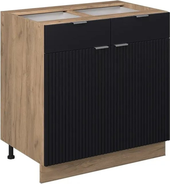 Vicco Küchenunterschrank Fame-Line Eiche Schwarz Gestreift Breite: 80 cm ohne Arbeitsplatte - Bild 2
