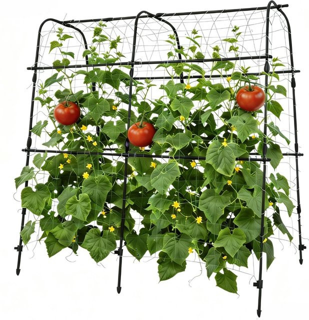 HiMISS Gartenbogen Pflanzspalier in Schwarz als rostbeständige vertikale Pflanzenstütze für Hochbeete und den Garten - Bild 1