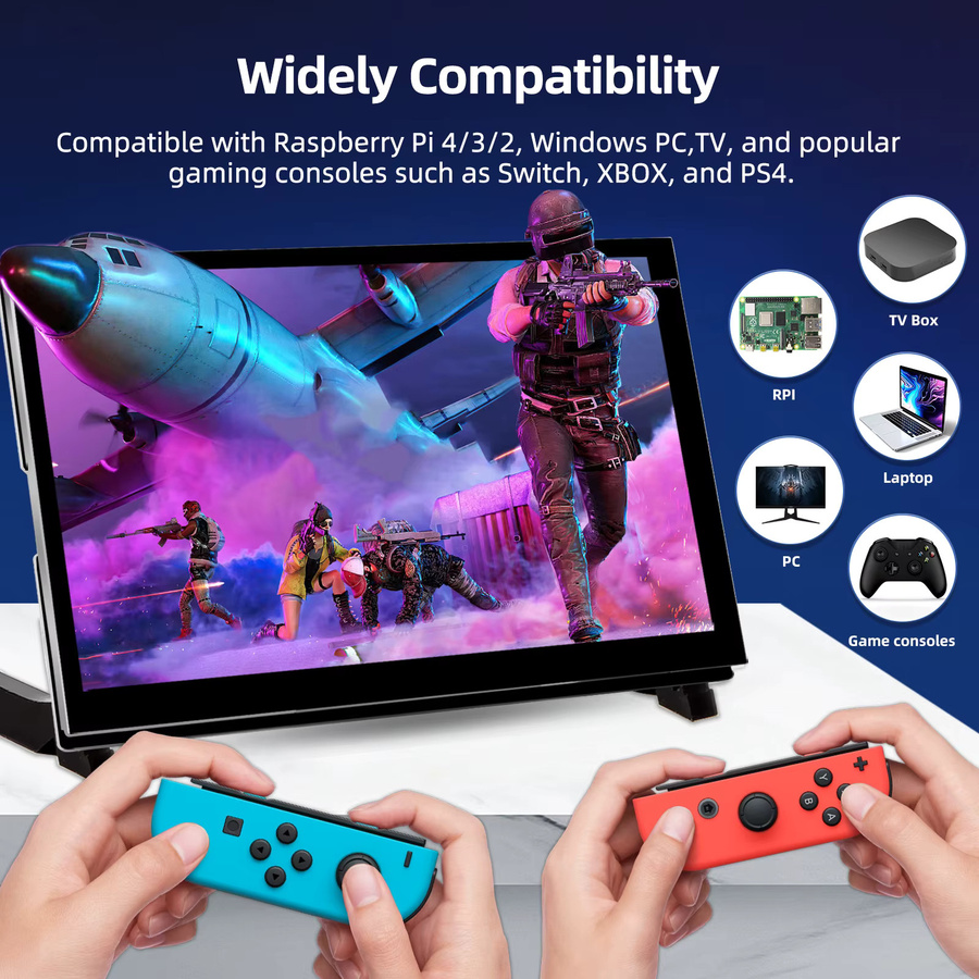 IPistBit 7 Zoll IPS LCD Touchscreen-Monitor für Raspberry Pi mit Dual-Lautsprechern und HDMI, Schwarz - Bild 3