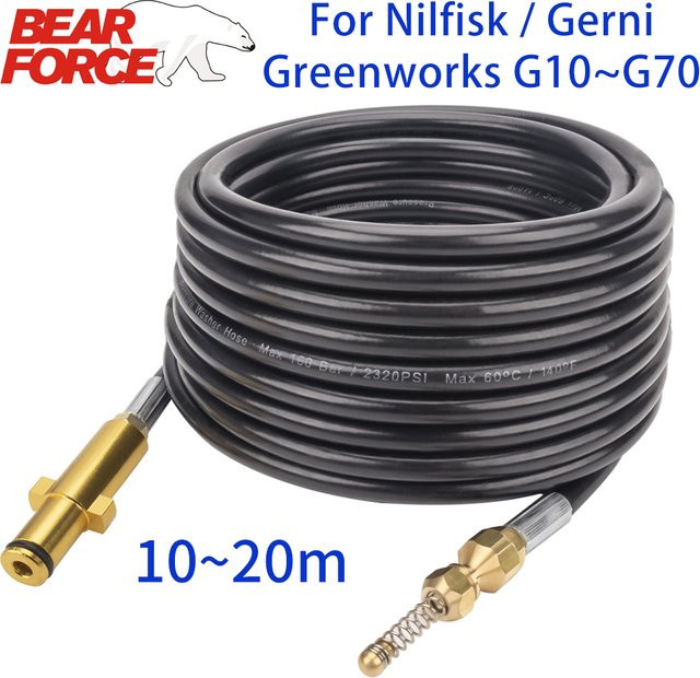 Hochdruckreiniger Abwasser-Jetter Schlauch-Kit für Nilfisk, Gerni und Greenworks von BEAR FORCE - Bild 1