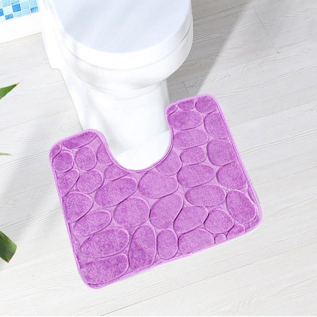 Yiran Furniture Toilettentürmatte in Lila mit floralem Design, U-förmige und saugfähige Badezimmermatte, Breite: 40 cm, Tiefe: 50 cm - Bild 1
