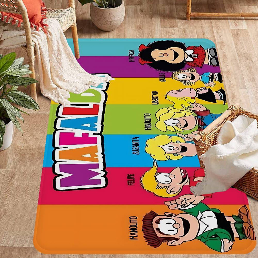 Miniso M-Mafalda Cartoon Teppich Retro Multicolor Rutschfest für Wohnzimmer und Küche B/T: 80 x 50 cm - Bild 1