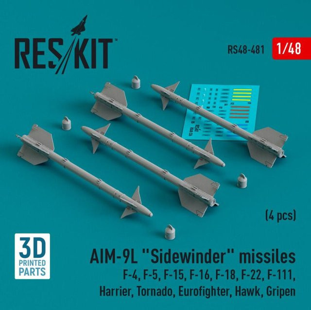 ResKit Models AIM-9L Sidewinder missiles, 4-teiliges Set, 3D Printed - Bild 1