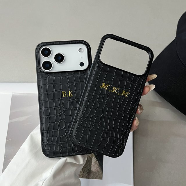 Individuelle AccWare Kunstledertasche mit Krokodilmuster für iPhone 11 bis iPhone 17 Pro Max, Farbe: Schwarz - Bild 1