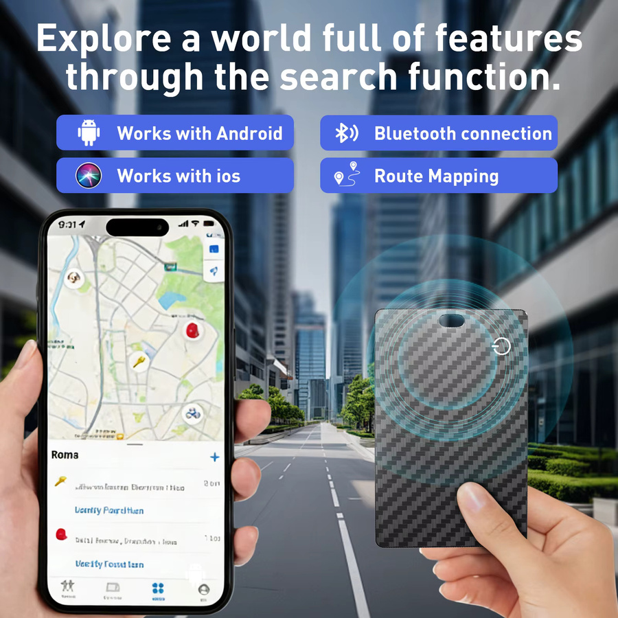 MOSON Ultradünne GPS-Ortungs-Smart-Tag Brieftaschen-Tracking-Karte für Android und iOS in Schwarz - Bild 3