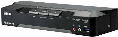 ATEN CM1942 KVM-Matrix-Switch 2-Port 4K UHD Dual Display Mini Matriv Boundless mit DisplayPort, HDMI und USB in Schwarz - Bild 2