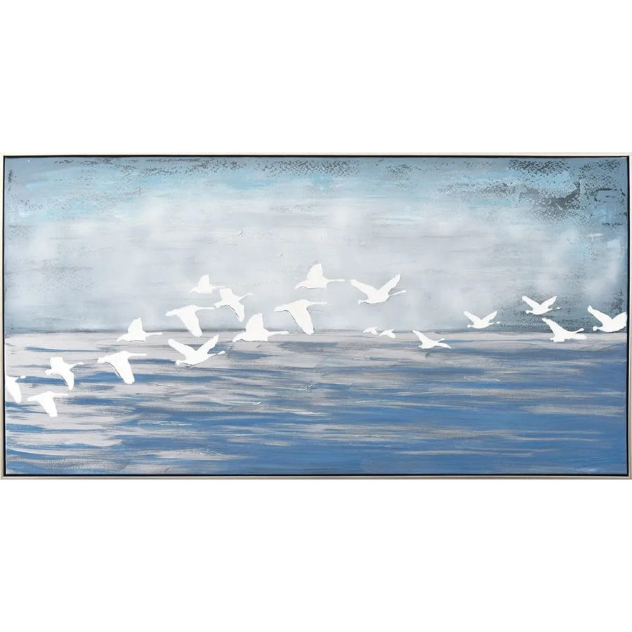 Art Universe Leinwandbild Weiße Möwen in Blau und Weiß, modernes Naturmotiv, Breite: 72 cm, Höhe: 142 cm - Bild 2