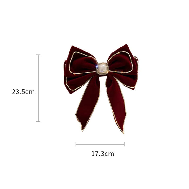 Haarspange mit Schleife, Samt, Strass, Imitationsperlen, Damen - Bild 3