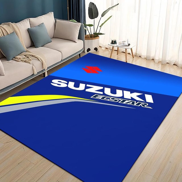 Karpetti 3D Rennwagen Teppich mit Suzuki Logo in Blau, rutschfeste Bodenmatte für Wohnzimmer, Schlafzimmer oder Kinderzimmer, B: 150 cm, T: 100 cm - Bild 1
