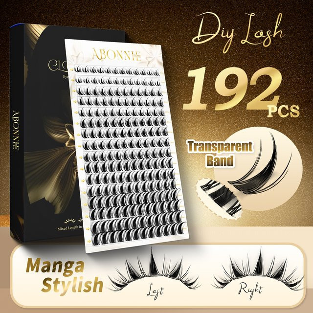 LAKANAKU Manga Wimpern-Cluster, 192 Fächer, Cat Eye, Unisex - Bild 1