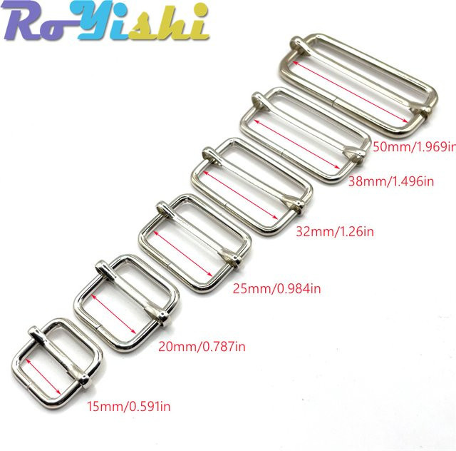 RoYishi Tri-Glides Riemenschieber-Einstellschnallen aus Metall in Silber, 10 Stück pro Packung - Bild 1