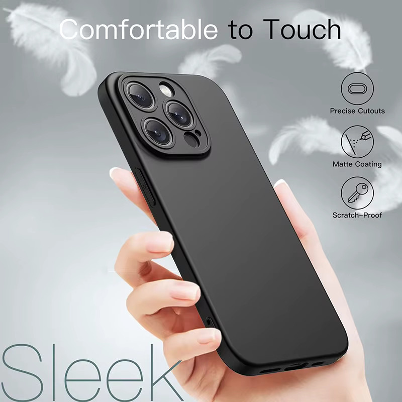 Matte Silikon-Schutzhülle für Apple iPhone 16 15 14 13 Pro Max Plus Mini SE in Schwarz - Bild 4