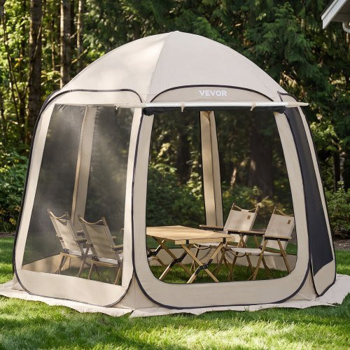 VEVOR Pop-up Campingzelt mit ausziehbarer Markise und Seitenwänden für 4–8 Personen, Beige, B: 304,8 cm, T: 280,4 cm - Bild 1