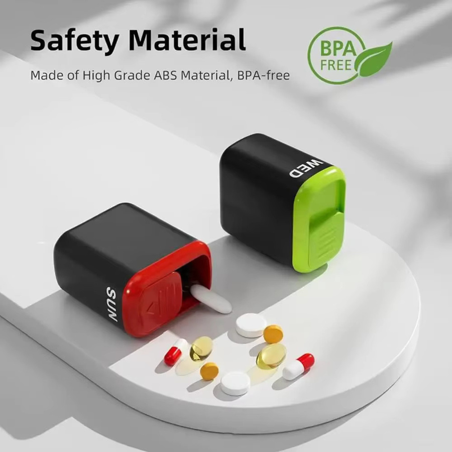 AiQUE Advanced Portable Weekly 7-Tage-Pillendose, buntes Design, stapelbar - Bild 3