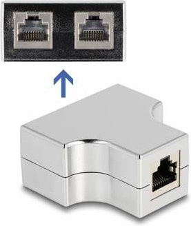 Delock RJ45 Netzwerk Adapter Ethernet LAN 1x RJ45-Buchse auf 2x RJ45-Buchse Silber - Bild 1