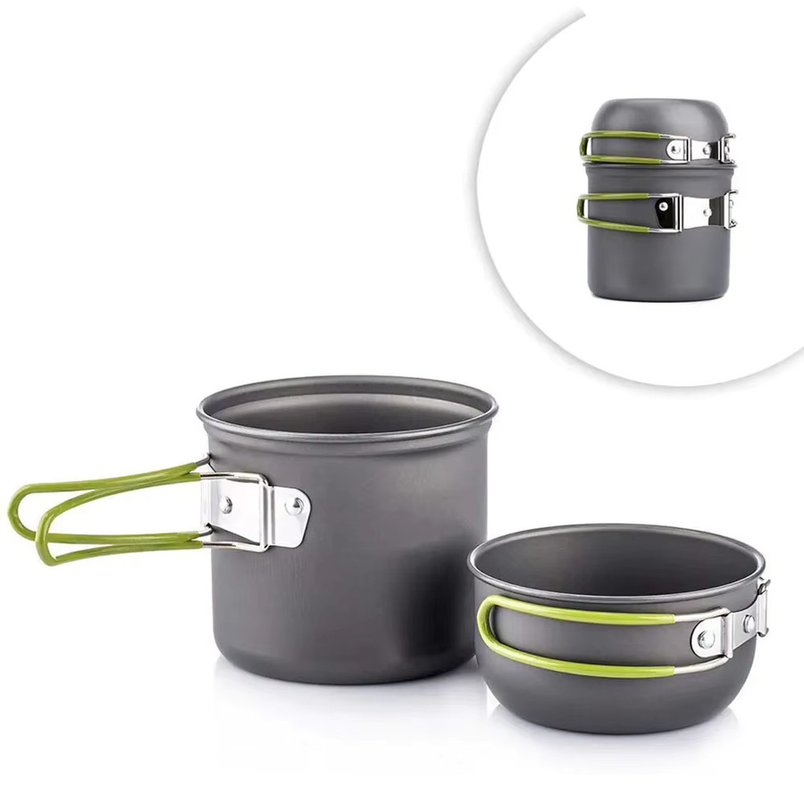 LISM Camping-Kochgeschirr-Set aus Aluminium mit Saucepan in Orange und Grau - Bild 2