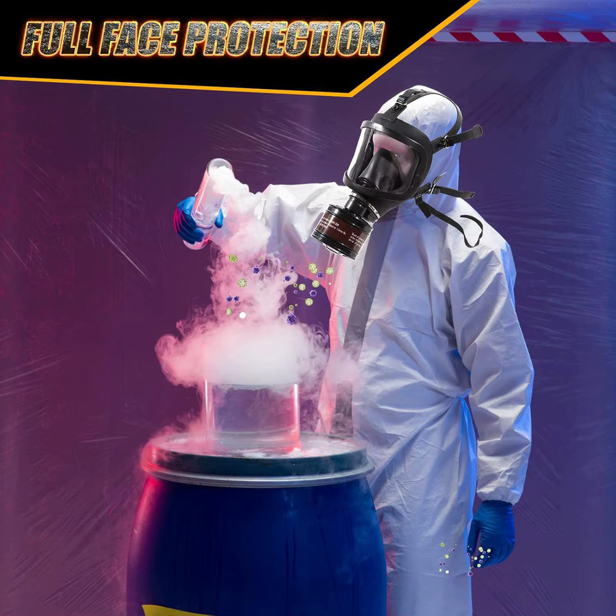 Ghost Face Typ 87 Chemikalienschutz-Vollmaske in Schwarz mit Gummi-Kopfband für Brandbekämpfung, Rauch und Gas - Bild 6