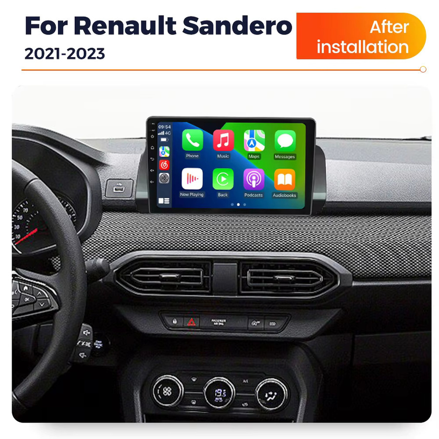 NaviFly Android 14 Multimedia Autoradio mit Wireless CarPlay, GPS und Bluetooth für Renault Sandero 2021-2023, 2din Head Unit, Schwarz - Bild 2