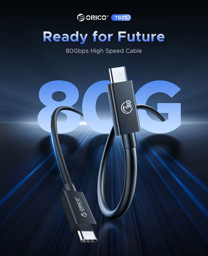 ORICO USB-C Thunderbolt Kabel Schwarz, 80 Gbit/s bis 120 Gbit/s, 240 W, Länge: 2 m - Bild 2