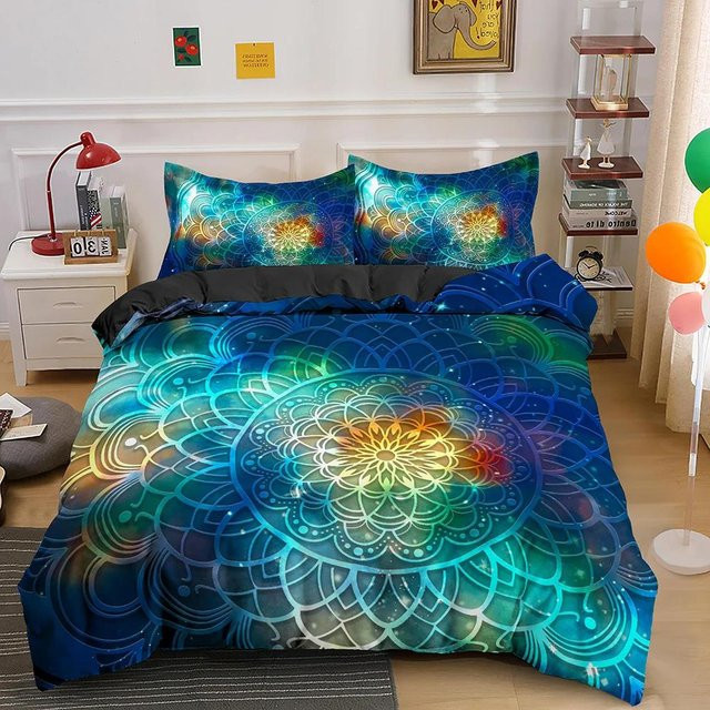 Your Warm Home Boho Bettwäscheset aus Polyester, 3-teilig, Multicolour, B/H: 135 x 200 cm mit Kissenbezug 50 x 70 cm - Bild 1