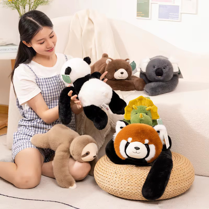 GDzaccly Waldtier-Plüschpuppenkissen, Waschbär-Dinosaurier-Faultier, Panda, Koala, Plüschtier, Bunt / Mehrfarbig - Bild 4