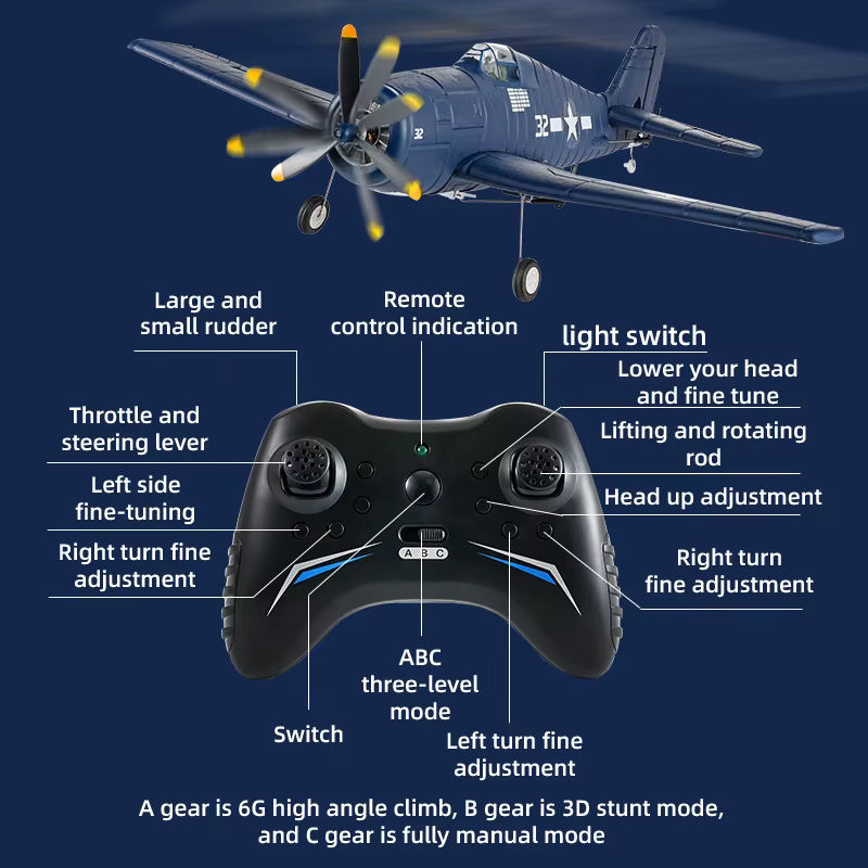 JIKEFUN F6F Hellcat RC Kampfflugzeug, ferngesteuertes Jet-Flugzeug, blau - Bild 5