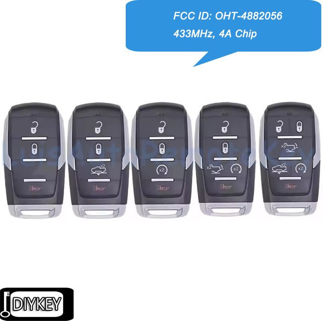 DIYKEY Smart Prox Remote Key Fob 433 MHz 4A Chip für Dodge Ram 1500 Pickup Schwarz OHT-4882056 68291692AD 68291691 - Bild 1