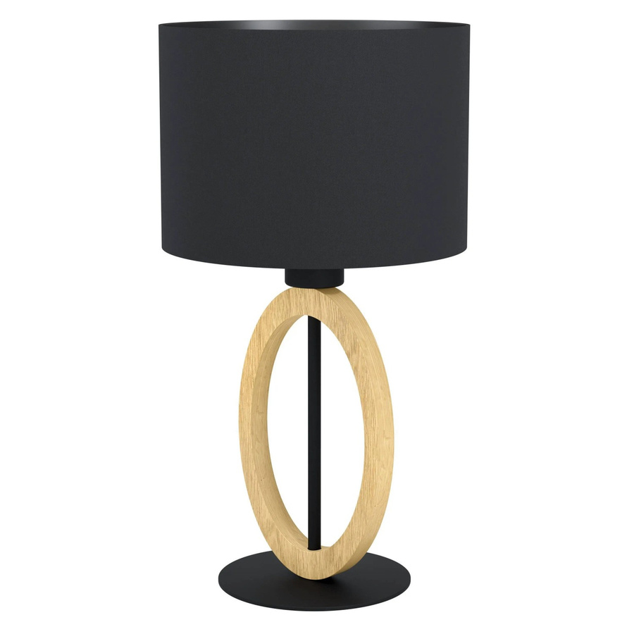 Eglo Tischleuchte Basildon 1-flammig in Schwarz-Braun aus Metall und Gummibaum-Holz, Durchmesser: 23 cm, Höhe: 42,5 cm - Bild 2