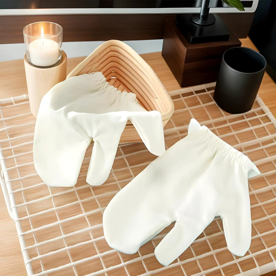 Garshana Rohseide-Massagehandschuhe, Weiß, Unisex - Bild 5