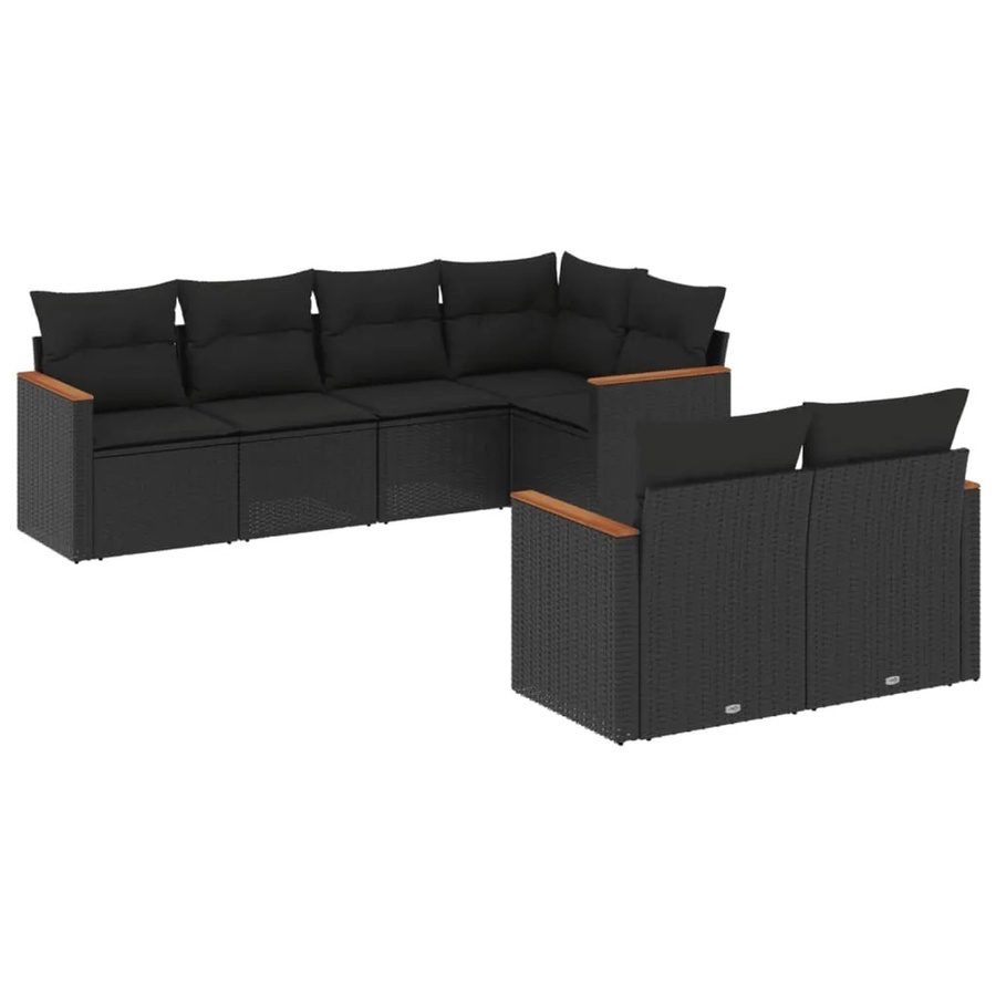 vidaXL 7-teilige Garten-Sofagarnitur in L-Form mit Kissen und Stauraum, Schwarz, PE-Rattan und pulverbeschichtetem Stahl - Bild 2