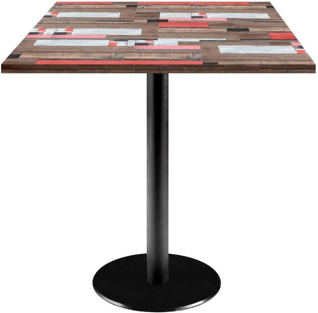 RestooTab Tisch Rome quadratisch mit Holzdekor und schwarzem Gestell, B/T/H: 70 x 70 x 75 cm - Bild 1