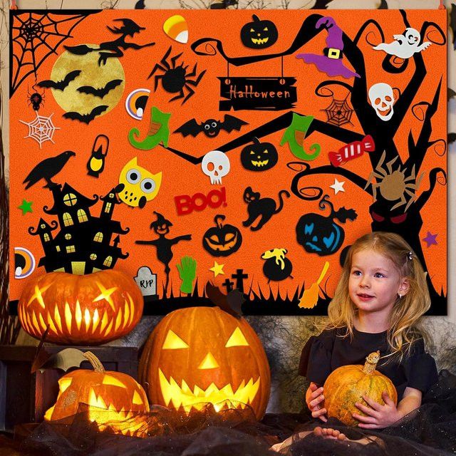 BizyKoady Halloween Filz Bastelset für Kinder als kreatives Storyboard und Dekorationsset für Party und Fotografie - Bild 1