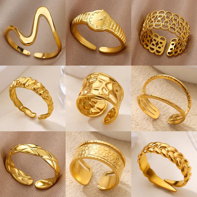 HPTOTMG Edelstahlring, goldfarben, Vintage, Damen - Bild 1