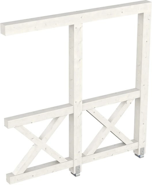 Skan Holz Seitenwand Andreaskreuz aus Fichte in Weiß, B/H: 205 x 210 cm - Bild 1