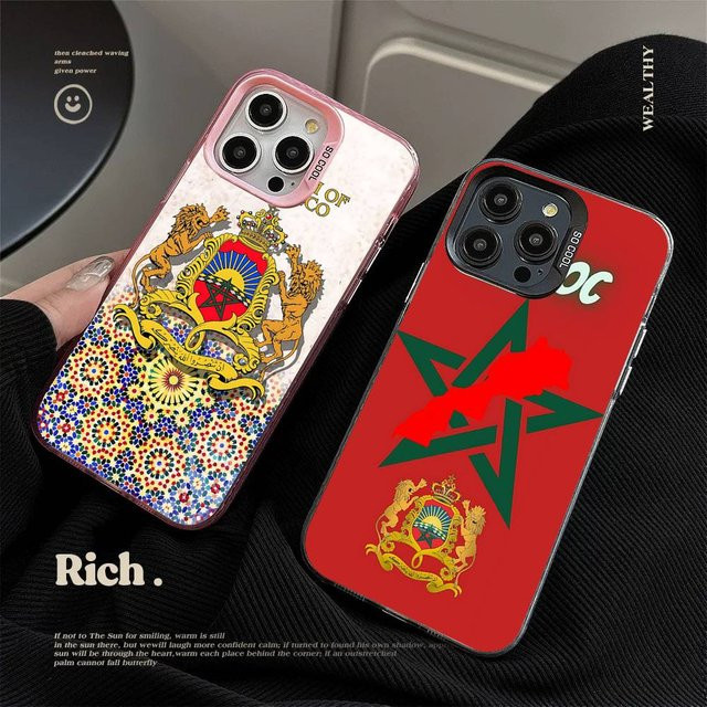 Maroc iPhone Schutzhülle mit Marokko-Flagge und matter Rückseite, Multicolor - Bild 1