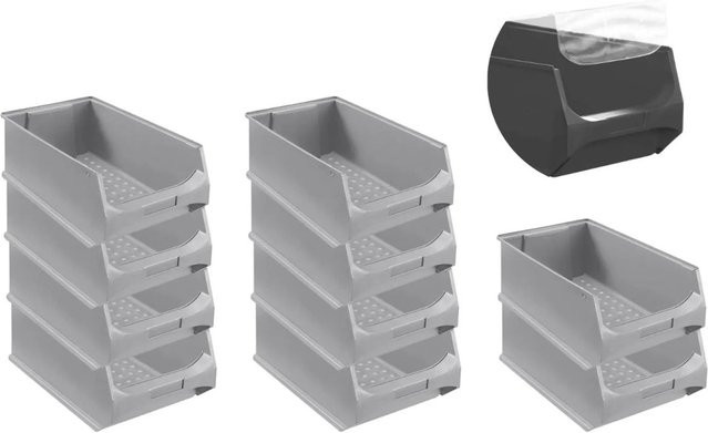 PROREGAL SparSet mit 10 grauen Sichtlagerboxen 5.0 inklusive Abdeckung, H x B x T: 20 x 30 x 50 cm - Bild 1