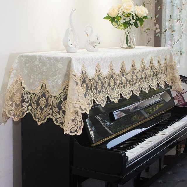 Luxuriöse Klavierbankabdeckung mit Spitze von Super Six in Jacquard-Optik, Staubdichte Klavierbankabdeckung mit floralem Design, Breite: 118 cm, Höhe: 58 cm - Bild 1