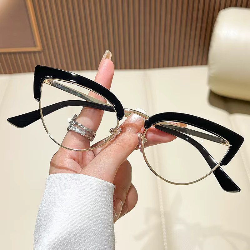 VABBON Lesebrille Cat Eye, Metall, schwarz, Damen, Blaulichtfilter - Bild 1